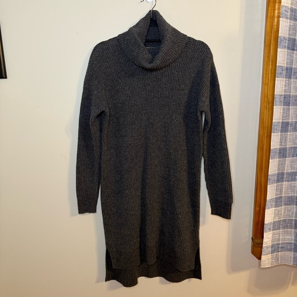 MADEWELL Merino Wool Turtleneck Sweater Dress Gray Ribbed S - Picture 2 of 9